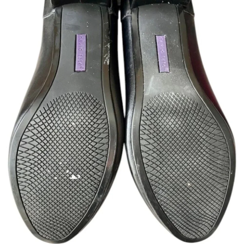 David Tate Simona Block Heel Leather Pumps - Black - 10 Wide